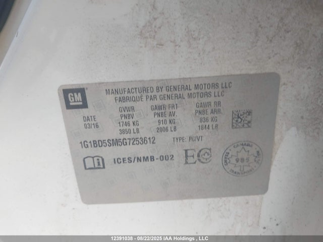 1G1BD5SM5G7253612 Chevrolet le2 - di: direct injection, alum, vvt, gen i, gmna