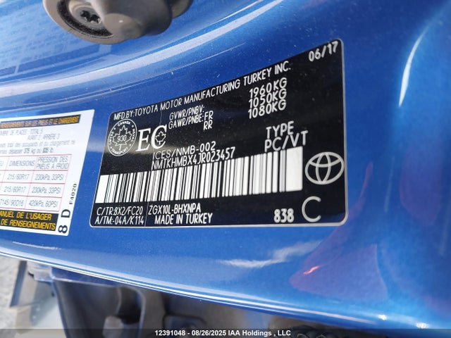 NMTKHMBX4JR023457 Toyota 3zr-fae