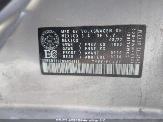 Volkswagen tsi 2022 3VWSM7BU2NM034335 Image 9