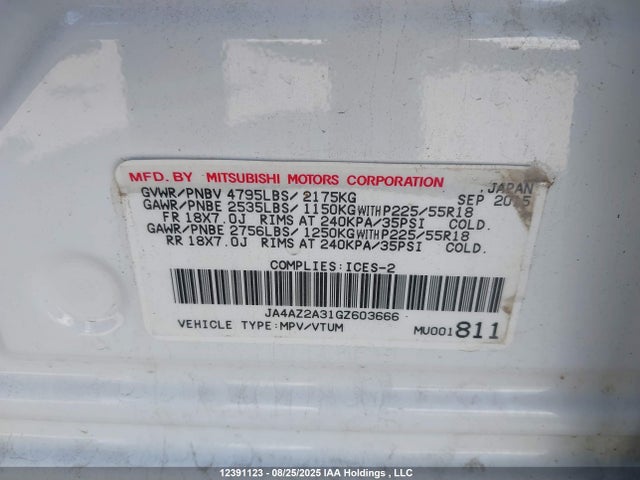 JA4AZ2A31GZ603666 Mitsubishi mivec