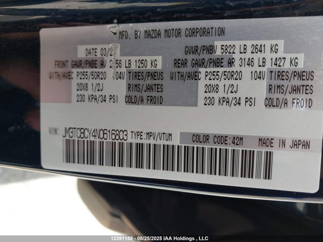Mazda py 2022 JM3TCBCY4N0616803 Image 9