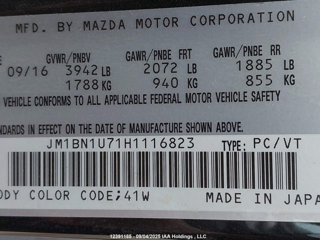 JM1BN1U71H1116823 Mazda pe