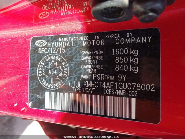 Hyundai dohc gdi gamma 2016 KMHCT4AE1GU078002 Image 19