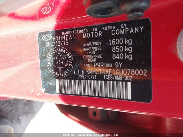 Hyundai dohc gdi gamma 2016 KMHCT4AE1GU078002 Image 9
