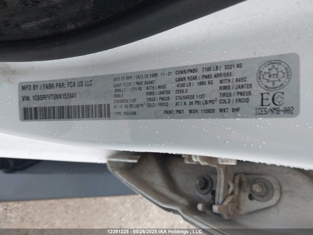 RAM 1500 2022 1C6SRFVT0NN153841 Image 9