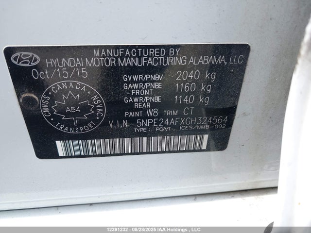 5NPE24AFXGH324564 Hyundai dohc gdi theta-ii