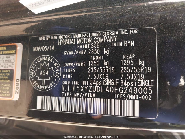 5XYZUDLA0FG249005 Hyundai dohc t-gdi theta-ii