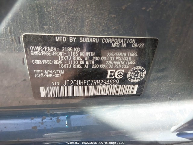 JF2GUHFC7RH294869 Subaru na