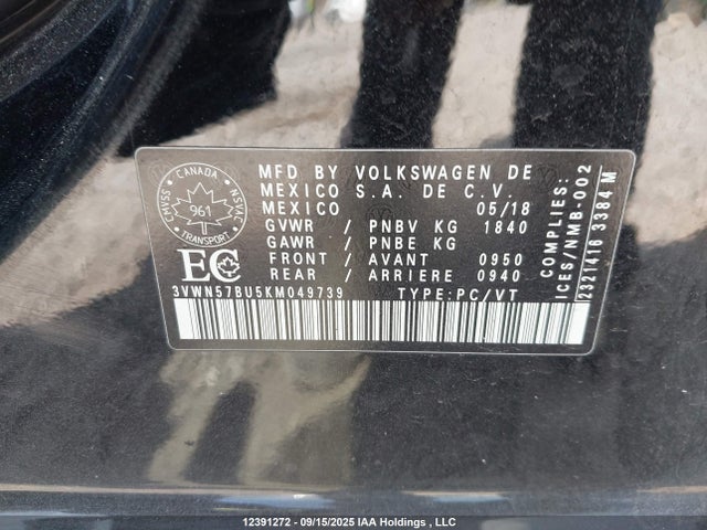 3VWN57BU5KM049739 Volkswagen 1.4 tsi