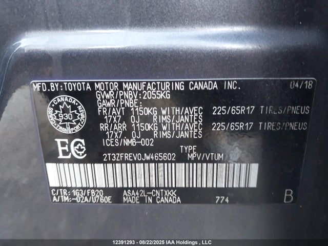 2T3ZFREV0JW465602 Toyota 2ar-fe