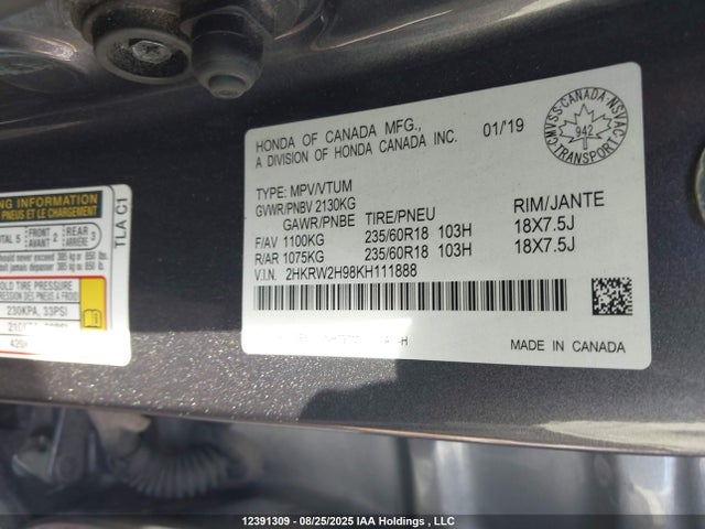 2HKRW2H98KH111888 Honda l15be