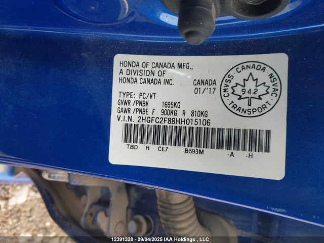 Honda k20c2 2017 2HGFC2F88HH015106 Image 9