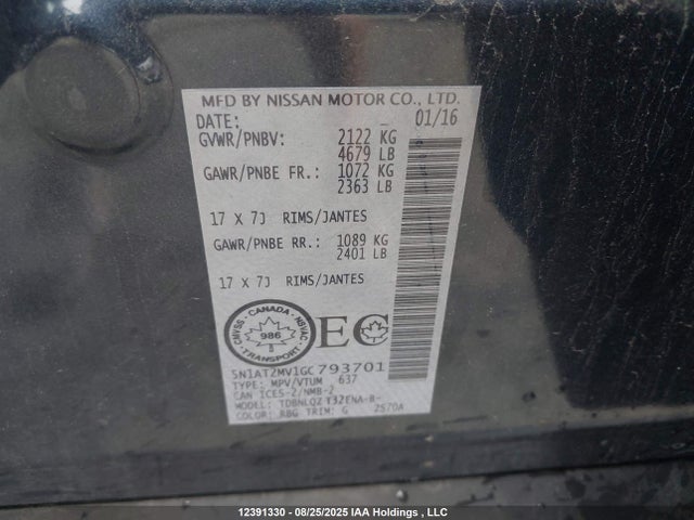 5N1AT2MV1GC793701 Nissan Rogue