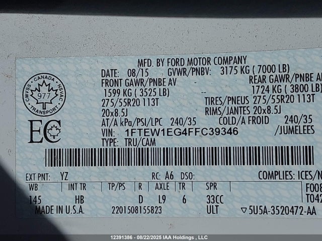 1FTEW1EG4FFC39346 Ford F-150