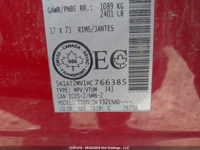 5N1AT2MV1HC766385 Nissan 2017