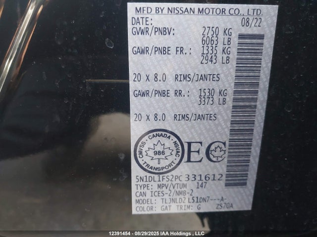 5N1DL1FS2PC331612 Infiniti QX60