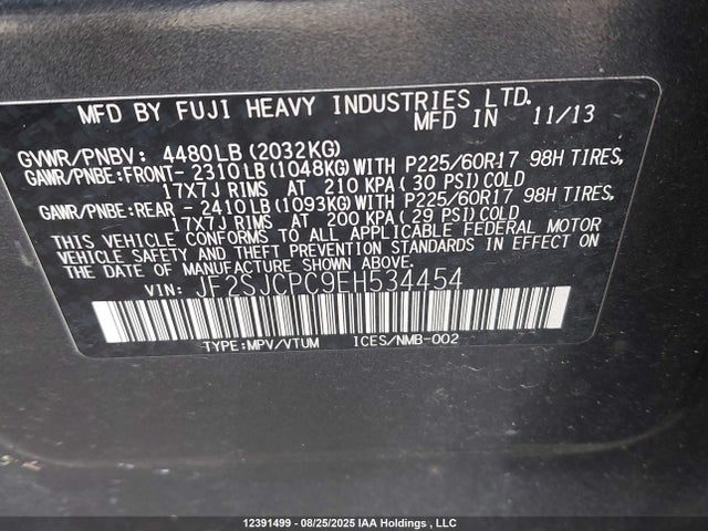 JF2SJCPC9EH534454 Subaru 2.5na c0