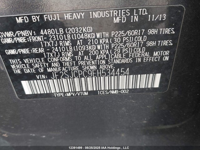 JF2SJCPC9EH534454 Subaru 2.5na c0