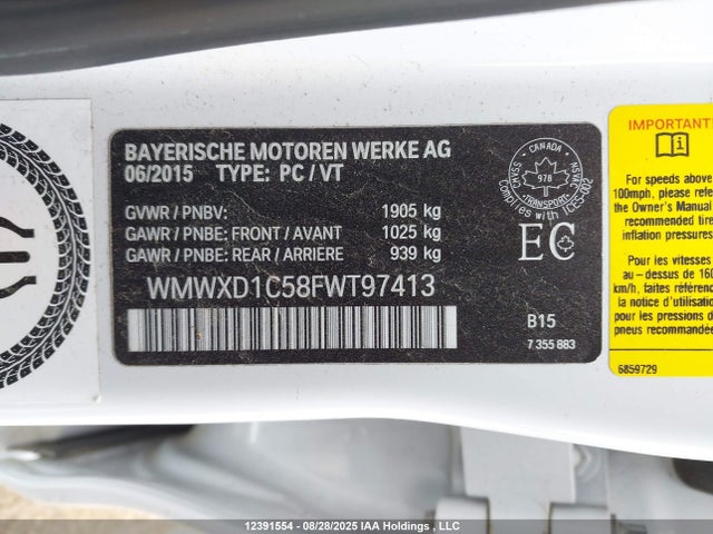 Mini 2015 2015 WMWXD1C58FWT97413 Image 9