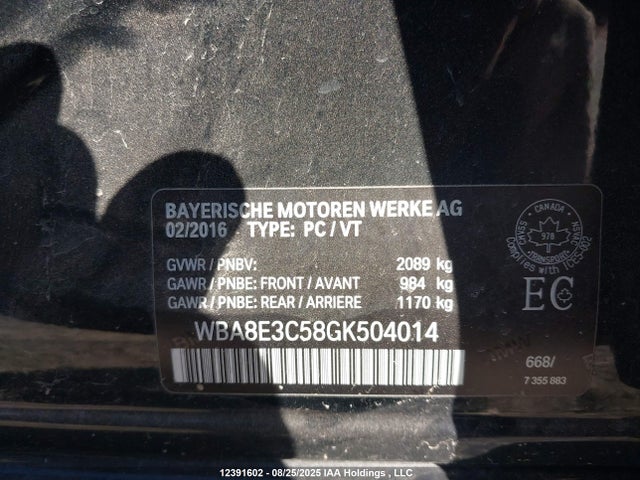 WBA8E3C58GK504014 BMW 328I