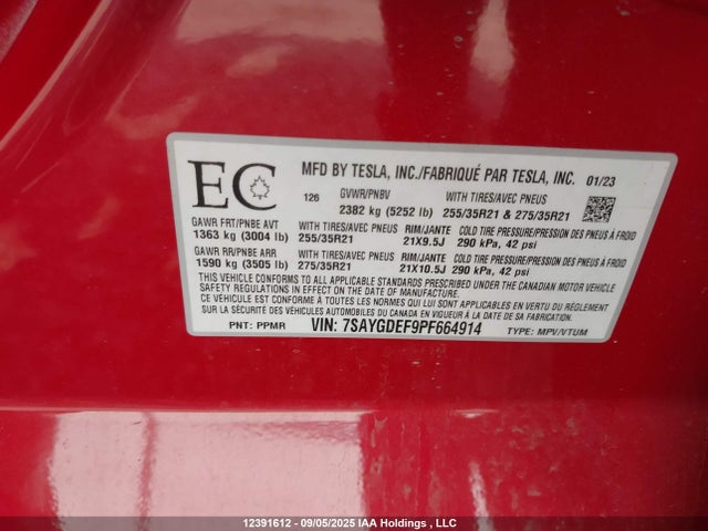 7SAYGDEF9PF664914 Tesla Model Y
