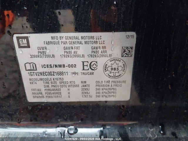 1GTV2NEC0GZ168811 GMC l83 - sidi, vvt, afm, e85 max, aluminum