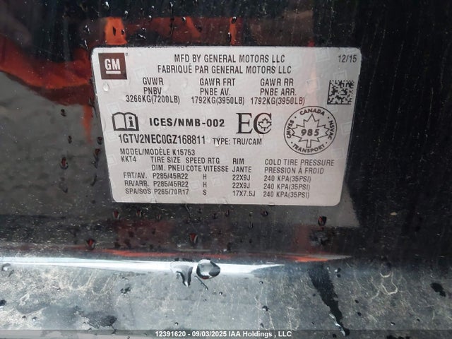1GTV2NEC0GZ168811 GMC l83 - sidi, vvt, afm, e85 max, aluminum