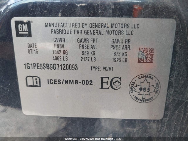 1G1PE5SB9G7120093 Chevrolet luv - vvt, alum, e85 max
