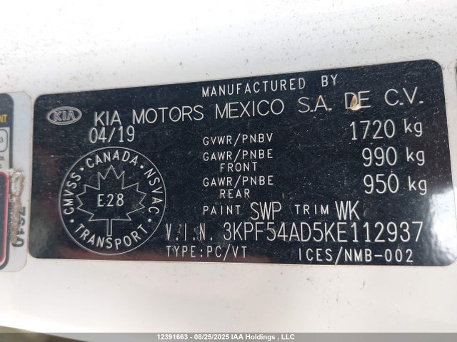 KIA mpi nu 2019 3KPF54AD5KE112937 Image 9