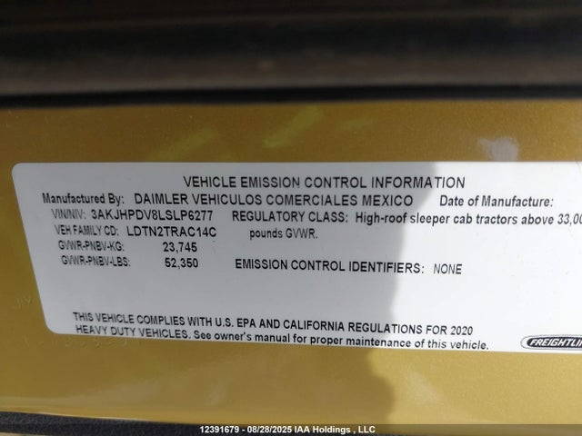 3AKJHPDV8LSLP6277 Freightliner Detroit Dd13