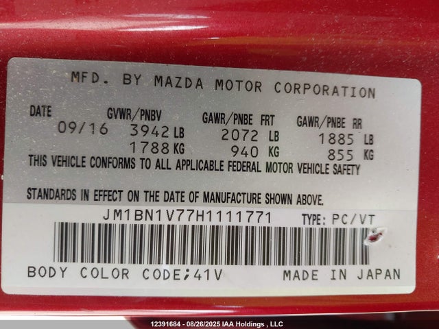 JM1BN1V77H1111771 Mazda pe
