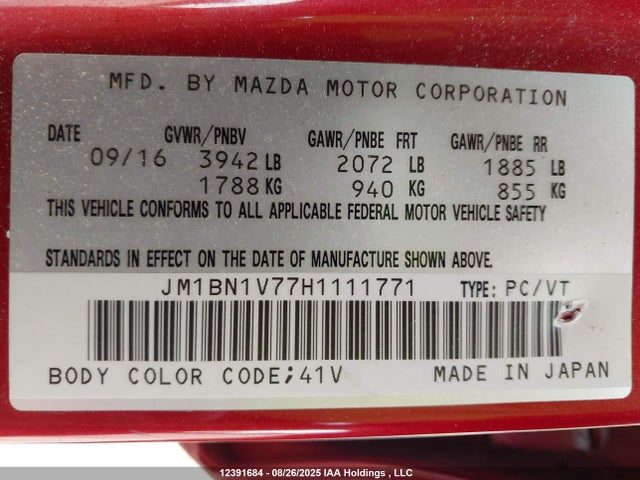 JM1BN1V77H1111771 Mazda pe
