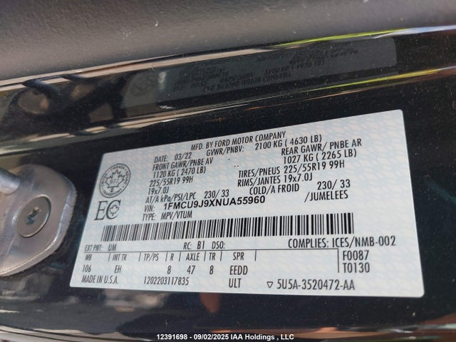 1FMCU9J9XNUA55960 Ford gtdi 240ps