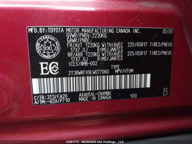 2T3RWRFV9LW077060 Toyota a25-fxz, 3nm+4nm
