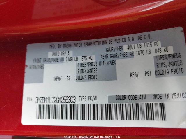 3MZBM1L72GM256303 Mazda pe