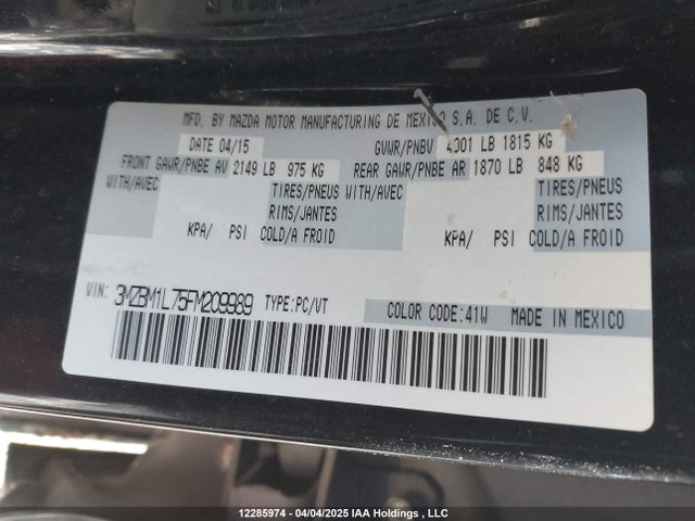 3MZBM1L75FM209989 Mazda pe