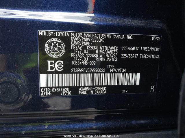 2T3RWRFV5SW290022 Toyota a25a-fxs