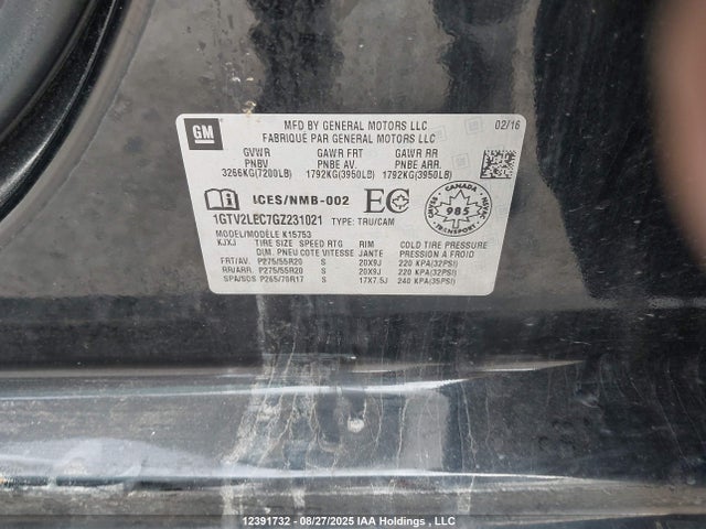 1GTV2LEC7GZ231021 GMC l83 - sidi, vvt, afm, e85 max, aluminum