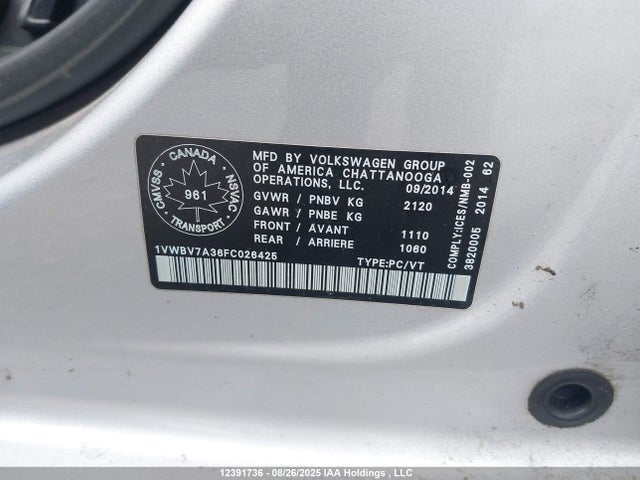 1VWBV7A36FC026425 Volkswagen Passat