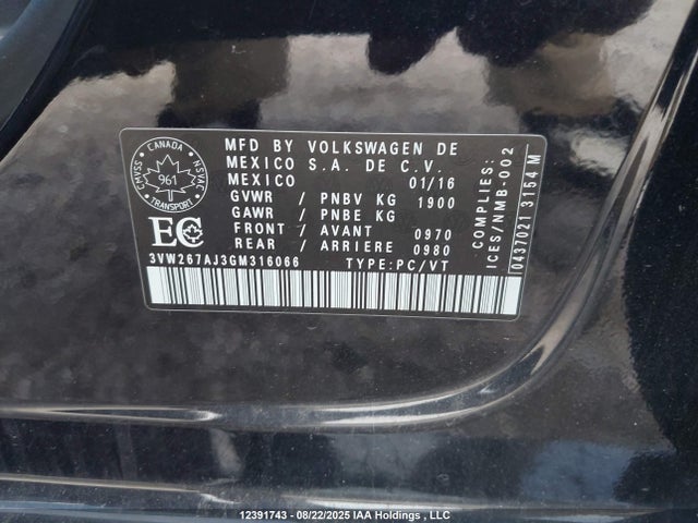 3VW267AJ3GM316066 Volkswagen 1.4t