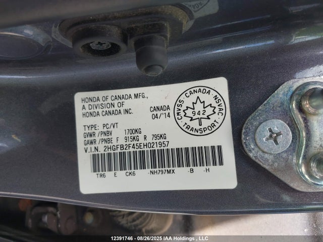 Honda r18z1 2014 2HGFB2F45EH021957 Image 9