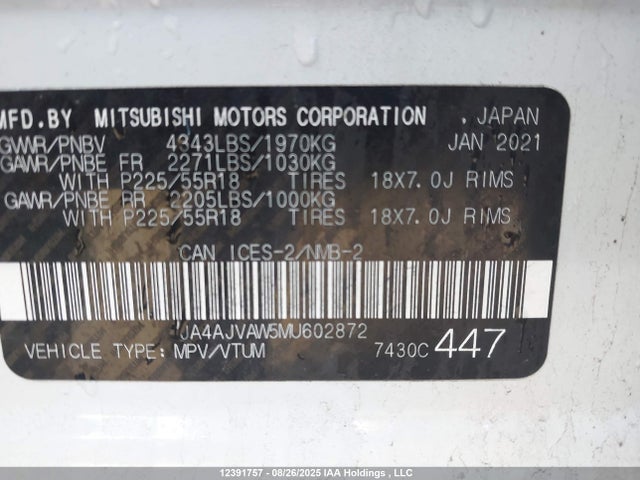 JA4AJVAW5MU602872 Mitsubishi mivec