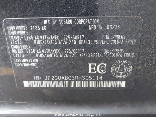 Subaru na 2024 JF2GUABC3RH395114 Image 9