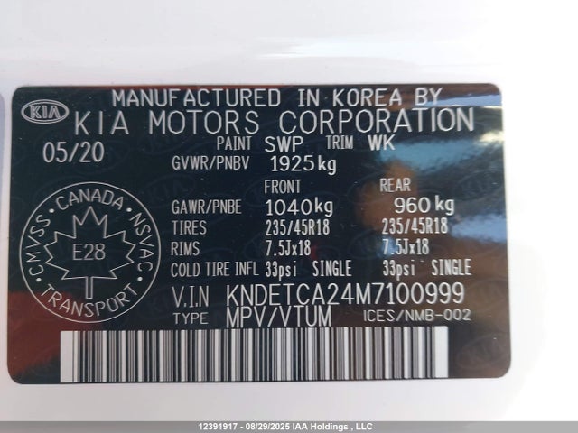 KIA gamma t-gdi 2021 KNDETCA24M7100999 Image 9