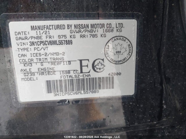 3N1CP5CV6ML557889 Nissan Kicks