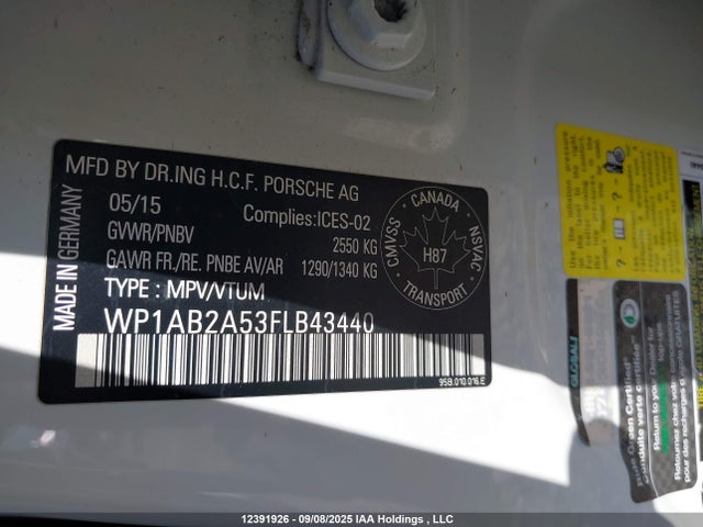Porsche Macan 2015 WP1AB2A53FLB43440 Image 9
