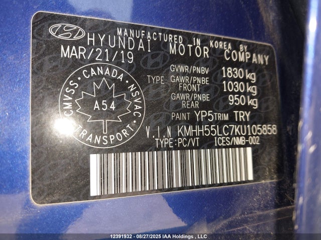 KMHH55LC7KU105858 Hyundai t-gdi gamma