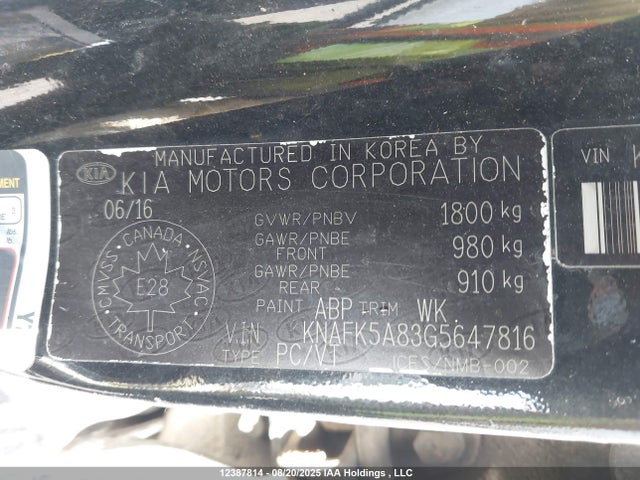 KNAFK5A83G5647816 KIA gdi nu