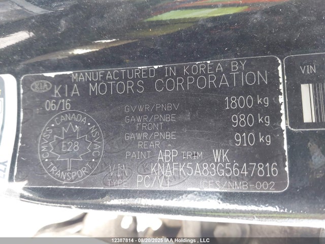 KNAFK5A83G5647816 KIA gdi nu