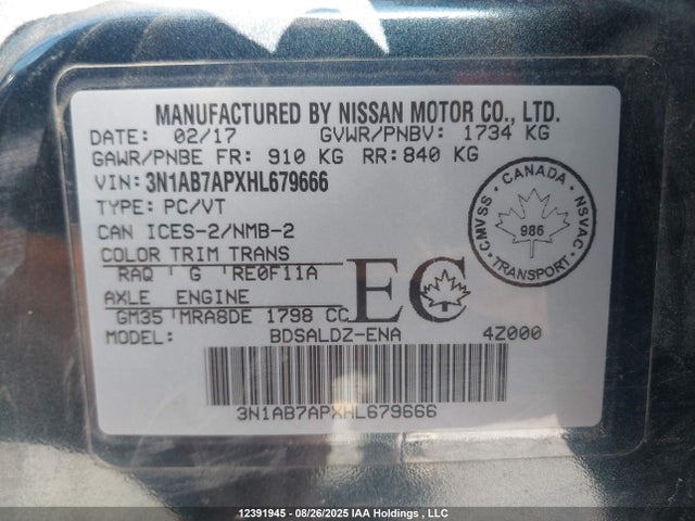 Nissan Sentra 2017 3N1AB7APXHL679666 Image 9